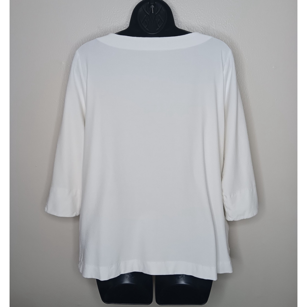 Eileen Fisher Women's Medium Jersey Stretch Top Blouse White Viscose Blend - Picture 4 of 11